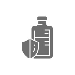 Immune system drugs, medical ampoules, vaccine grey icon.