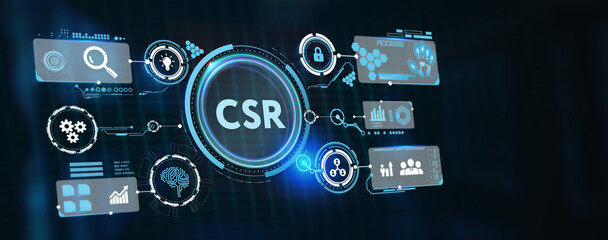 CSR abbreviation, modern technology concept. Business, Technology, Internet and network concept. 3d illustration