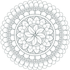 Coloring page for adult with decorative flowers in monochrome isolated on white background