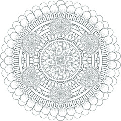 Coloring page for adult with decorative flowers in monochrome isolated on white background