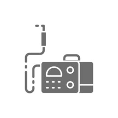 Welding machine with spark torch, welder tool grey icon.