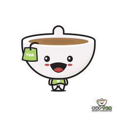 cute cup tea mascot character, drink cartoon illustration