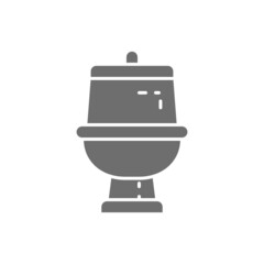 Toilet, bathroom grey icon. Isolated on white background