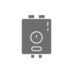 Water heater, boiler grey icon. Isolated on white background