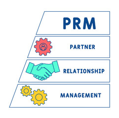 PRM - Partner Relationship Management acronym. business concept background.  vector illustration concept with keywords and icons. lettering illustration with icons for web banner, flyer, landing 