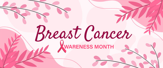 Breast cancer awareness month banner design illustration
