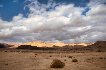 cloudy desert landscape in the desert,harava israel.