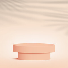 Products display 3d background podium scene with cream shape geometric platform. Vector illustration.