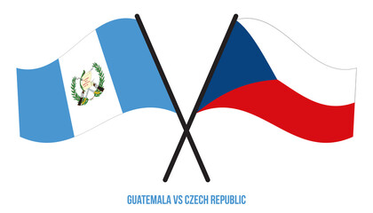 Guatemala and Czech Republic Flags Crossed And Waving Flat Style. Official Proportion.