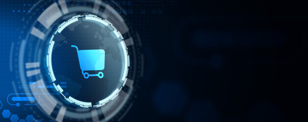 Business, Technology, Internet and network concept. Add to cart internet web store buy online e-commerce concept. 3d illustration