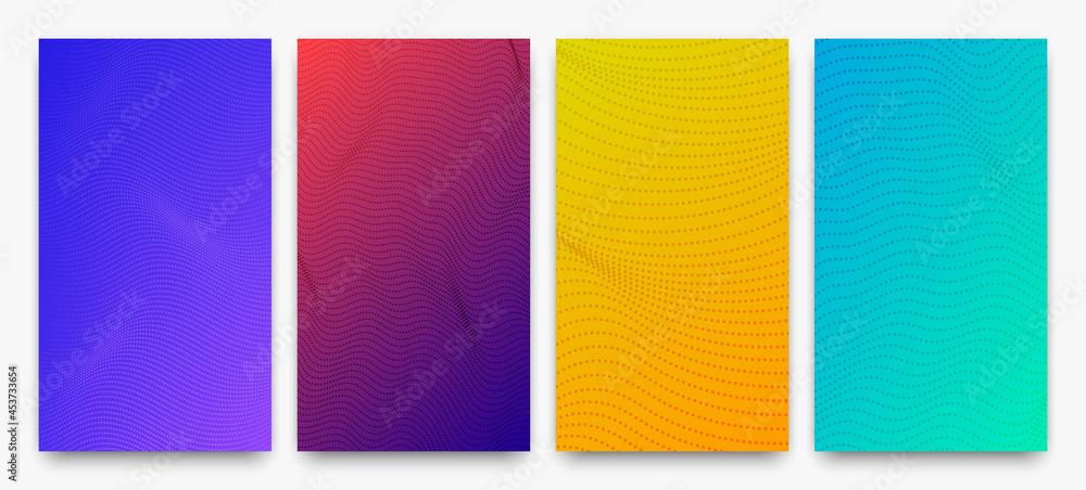 Poster set of halftone gradient backgrounds with dots