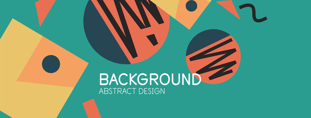 Abstract background. Blocks, lines, triangles, circles composition. Techno or business concept for wallpaper, banner, background, landing page