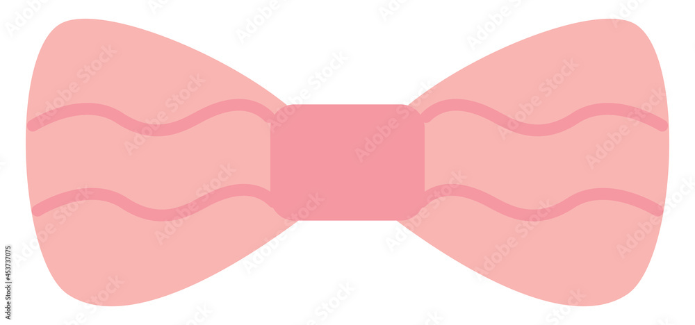 Sticker Simple pink bow, illustration, vector, on a white background.