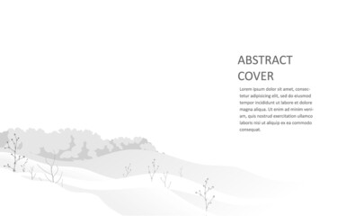 Horizontal banner with a neutral gray snowy landscape. Can be used as a background or as an illustration of winter, cold and dullness, depression, loneliness, lack of bright colors. Vector.
