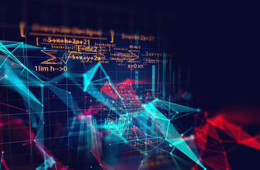 dots and lines connection on abstract technology background.