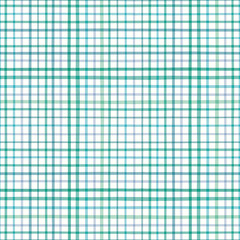 Check pattern in green. Vector seamless repeat of hand drawn checked gingham design. Cute geometric illustration.