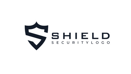 Initial S shield security logo design template, vector illustration
