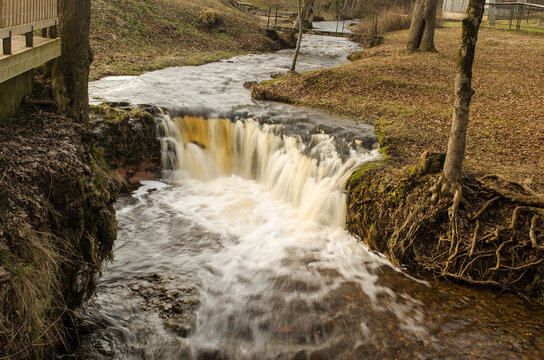 Rumbina waterfall in Lielvarde town, Latvia.
