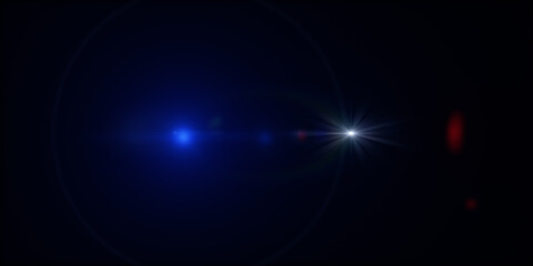 Beautiful digital light flare. Abstract Glowing light effect lens flare on dark background	