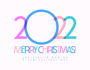 Vector stylish Greeting Card Merry Christmas 202! Watercolor artistic Font. Bright creative Alphabet Letters and Numbers set