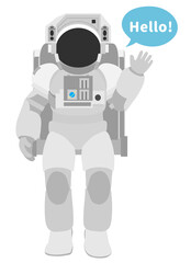 挨拶する宇宙飛行士＿全身