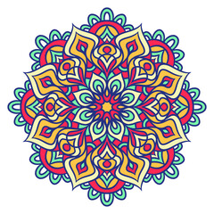 Ethnic Mandala Round Ornament Pattern With Colorful