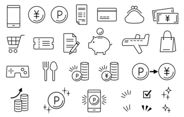 Naklejka premium ポイ活やお金のアイコン 線画 Money icon