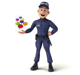 Fun 3D illustration of a cartoon Police Officer
