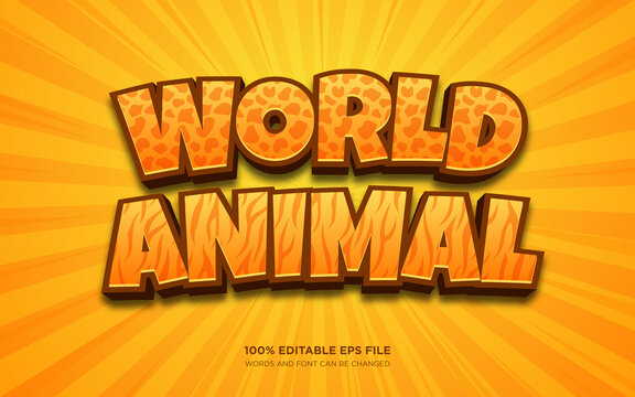 World Animal 3D editable text style effect  