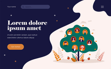 People genealogical heritage isolated flat vector illustration. Cartoon abstract relatives connection scheme in form of tree. Ancestry and family history concept