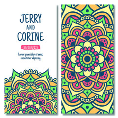 Vintage Wedding Invitation Card With Mandala Design