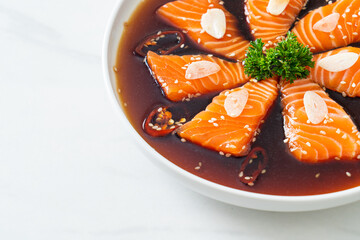 Salmon marinated Shoyu or Salmon Pickled Soy Sauce