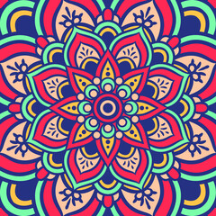 Ethnic Mandala Round Ornament Pattern With Colorful