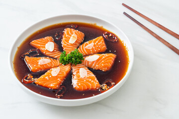 Salmon marinated Shoyu or Salmon Pickled Soy Sauce