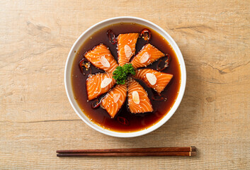 Salmon marinated Shoyu or Salmon Pickled Soy Sauce