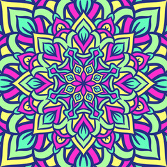 Ethnic Mandala Round Ornament Pattern With Colorful