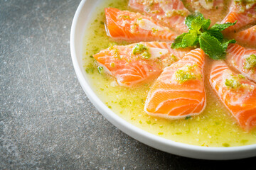 Spicy Salmon in Seafood Salad Sauce