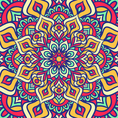 Ethnic Mandala Round Ornament Pattern With Colorful