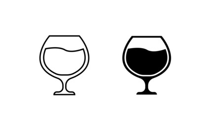Wineglass with wine icon isolated on white background.