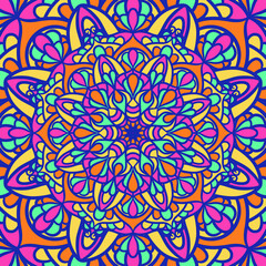 Ethnic Mandala Round Ornament Pattern With Colorful