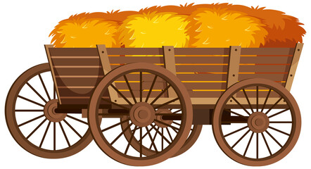 Medieval wooden wagon with haystacks © brgfx