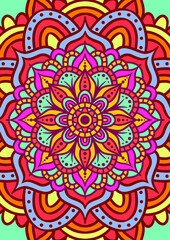 Ethnic Mandala Round Ornament Pattern With Colorful