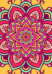Ethnic Mandala Round Ornament Pattern With Colorful