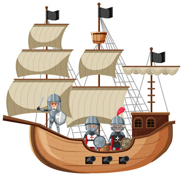 Knights on sailling ship
