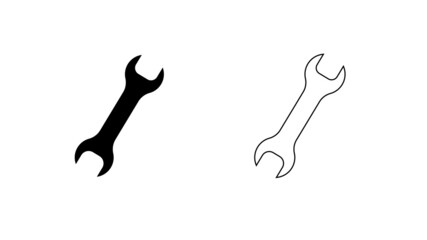 Mechanic Wrench Black simple  icon illustration on white