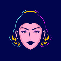 Java costume people woman batik art logo. Colorful Indonesian traditional asian ethnic wedding dress design.