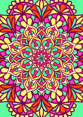 Fototapeta na wymiar Ethnic Mandala Round Ornament Pattern With Colorful