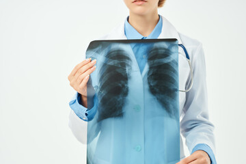 radiologist with x-ray health care isolated background