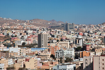 Fototapeta na wymiar The panoramic view of Abha city, Saudi Arabia