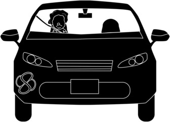 もみじマークのついた自動車のシルエット